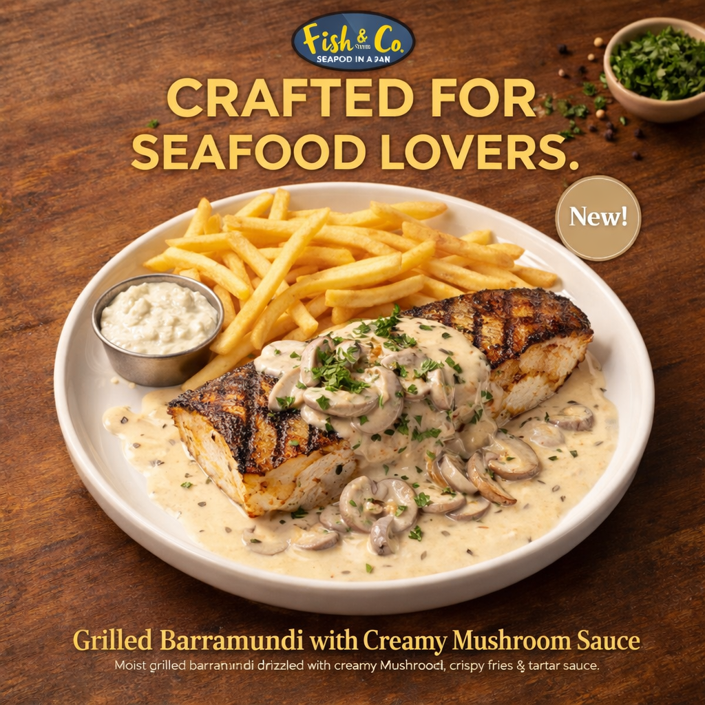 Hg Fish & Mushroom Sauce Fish & Co